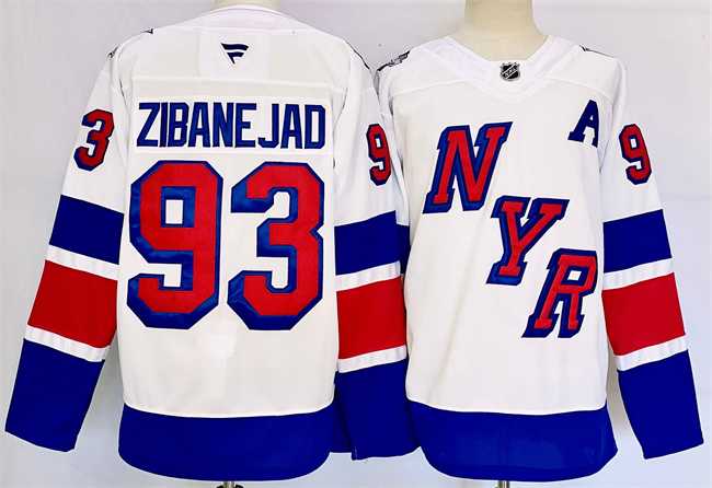 Mens New York Rangers #93 Mika Zibanejad White 2024-25 Stadium Series Stitched Jersey->new york rangers->NHL Jersey